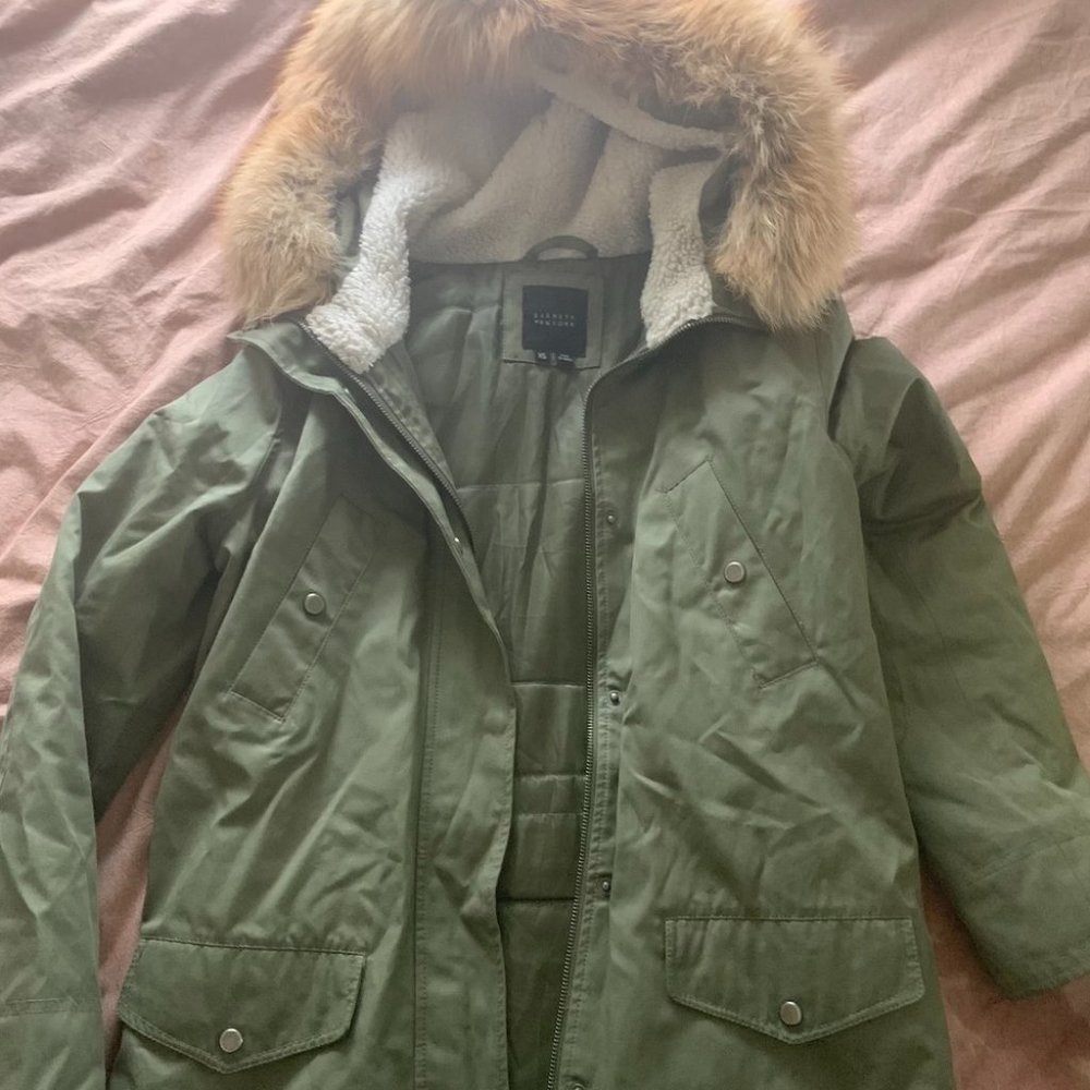 Barneys Shearling and Fox Trim Jacket